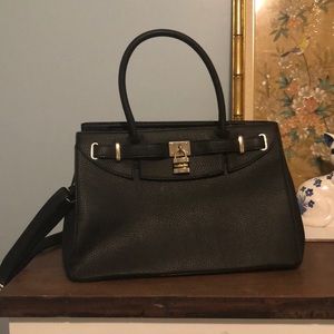 Isabelle large black satchel bag w/ shoulder strap